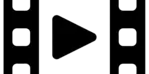 Image of video play button in film frame.