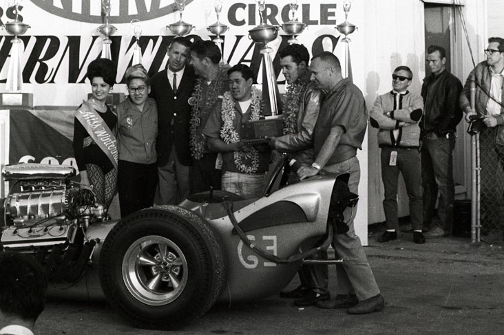Don Prudhomme in the 1965 Winternationals winner's circle