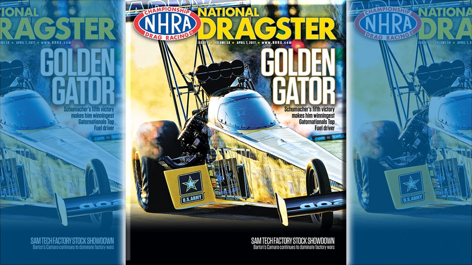 Tony Schumacher on National Dragster cover