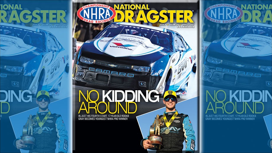 Tanner Gray on National Dragster cover