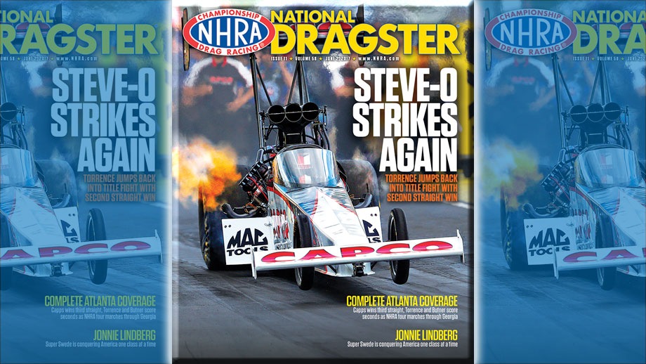 Steve Torrence on National Dragster cover