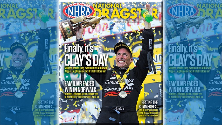 Clay Millican on National Dragster cover