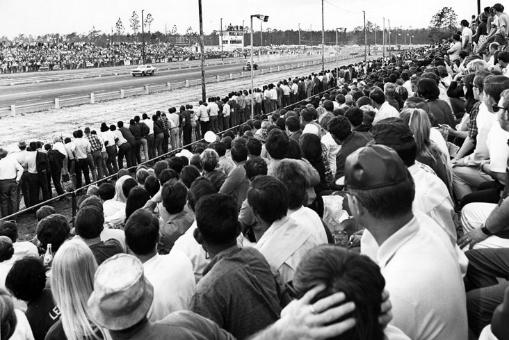 The crowd watches racing at the first Gatornationals.