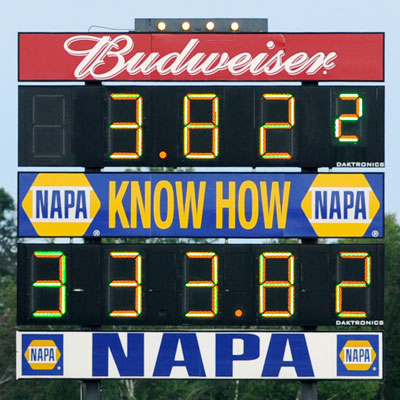 Matt Hagan's 3.822 scoreboard