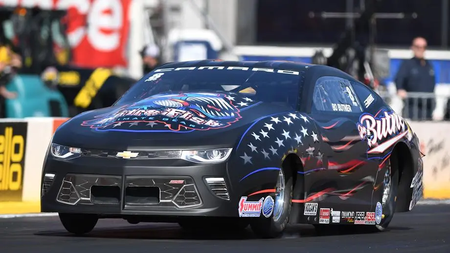 Bo Butner’s solo-run final in his Pro Stock Camaro