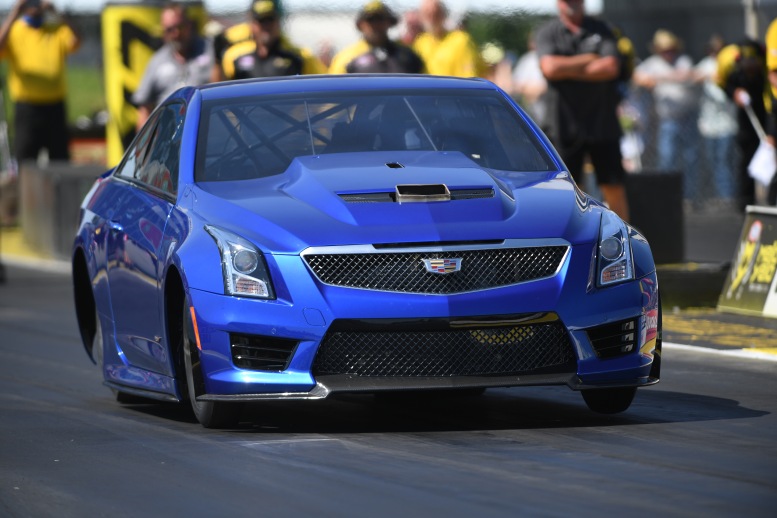 Larry Larson plans first quarter-mile passes with his Cadillac ATS-V at the Midwest Nationals
