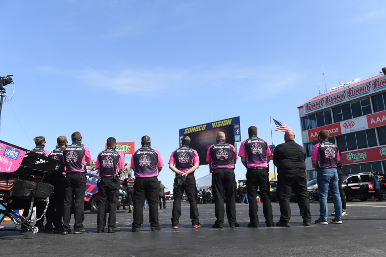 Eric Lane moment of silence prior to Q1 of Funny Car