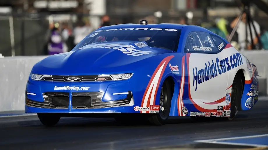 Greg Anderson's 6.521 run moves him to number one in Pro Stock qualifying—watch the run and hear 