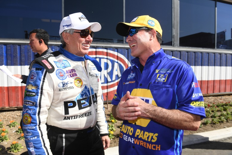 John Force and Ron Capps prior to their round-one race
