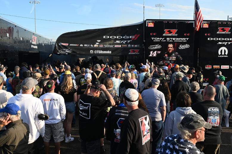 Tony Stewart's pit is a popular place