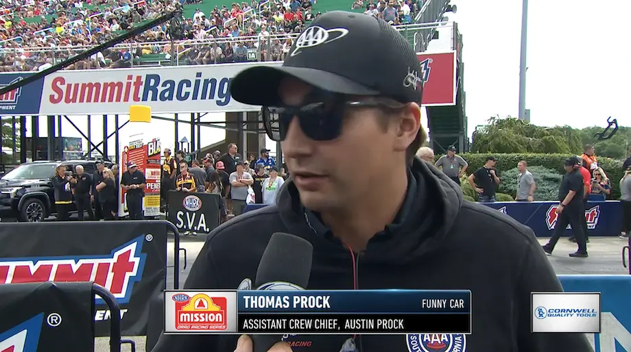 Thomas Prock on the uncommon cylinder drop in Austin Prock's Funny Car