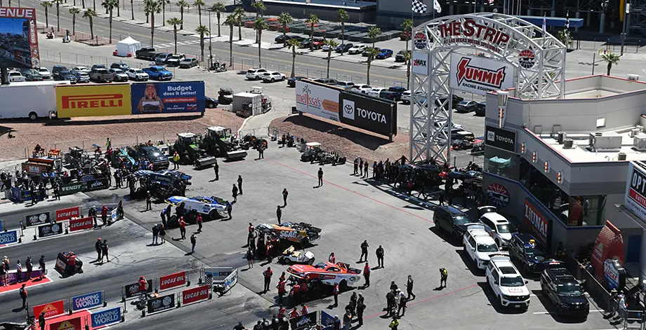 Funny Cars ready at the 4-Wide Nationals