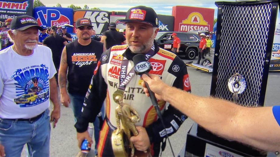 Shawn Langdon claims historic 1,000th Top Fuel trophy at Charlotte 4-Wide Nationals