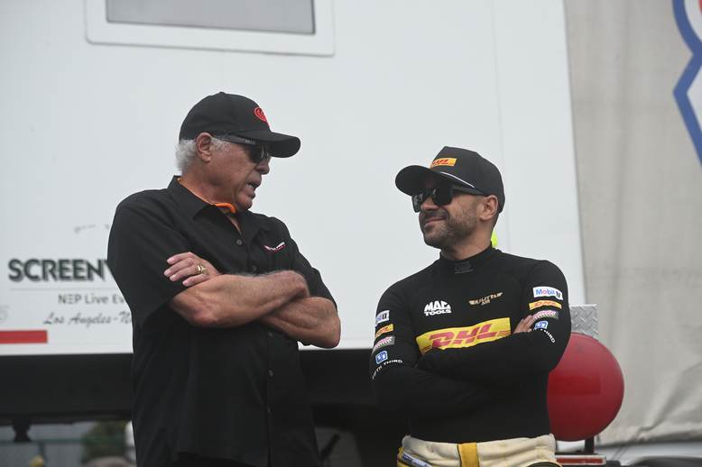 Don Prudhomme and J.R. Todd enjoy a chat