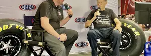 Gene Winfield on the NHRA stage at the 2021 SEMA Show