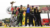 Lucas Oil NHRA Nationals winners hold their Wallys