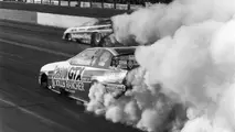 Two of Funny Car's finest, John Force and Kenny Bernstein, put on a show for the fans at the 1987 Southern Nationals