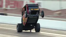Ed "The Outlaw" Jones Stagecoach wheelstander put on a show at the Dodge NHRA Finals