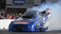 Wow! Terry Haddock advanced to the semis when Capps hazed the tires and the car caught fire! 