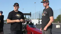 Tony Stewart, left, himself a new Top Fuel driver was on hand for moral support