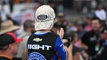 A young Bristol race fan enjoying the winner's circle celebration