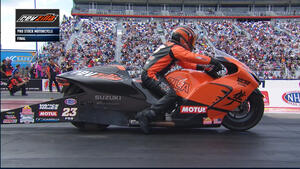 Gaige Herrera wins Pro Stock Motorcycle at the 2024 4-Wide Nationals in Charlotte