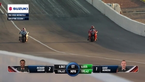 Gaige Herrera is the No. 1 qualifier in Pro Stock Motorcycle on Friday of the 2026 Mopar NHRA Las Vegas Nationals