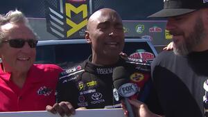 Antron Brown takes on Papa John in a Charity Race Match-Up