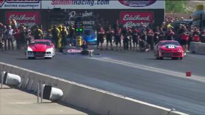 Erica Enders sets Pro Mod speed record before Camaro burts into flames