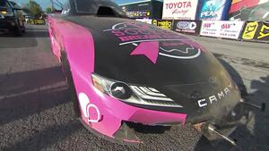 Cruz Pedregon Raises Awareness of Breast Cancer with his Pink Funny Car
