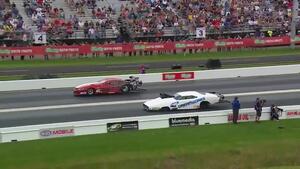 Pro Mod driver Jonathan Gray hits the wall hard in Houston.