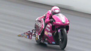Angie Smith is the No. 1 qualifier in Pro Stock Motorcycle at the 2022 Virginia NHRA Nationals
