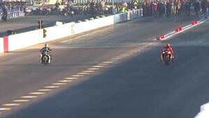 Matt Smith qualified number one in Pro Stock Motorcycle Friday night at the 2022 NHRA Midwest Nationals