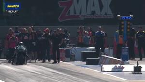 Confusion at the starting line in round one of Pro Stock Motorcycle