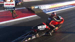 Gaige Herrera is the low qualifier in Pro Stock Motorcycle at the 2023 In-N-Out Burger NHRA Finals